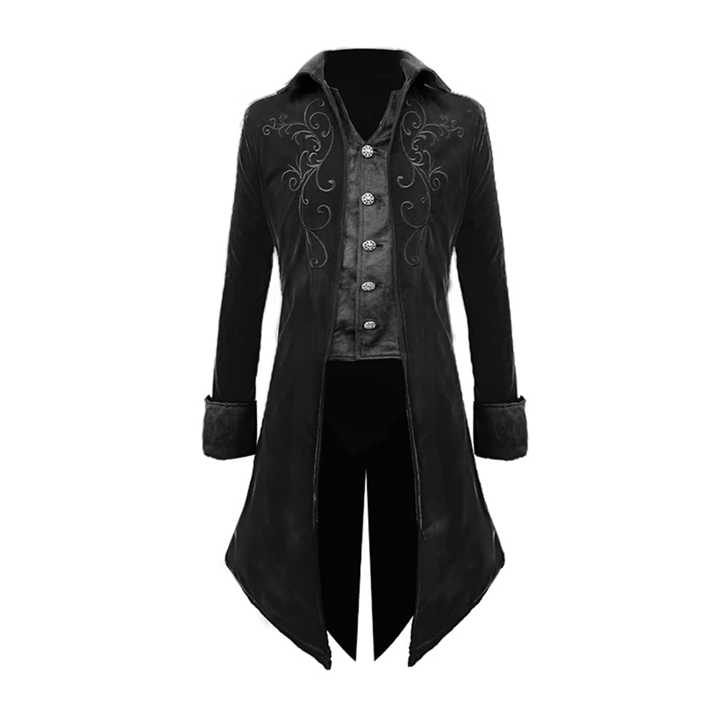 Velateox Mens Steampunk Tailcoat Jacket Gothic Medieval Victorian Frock Coat