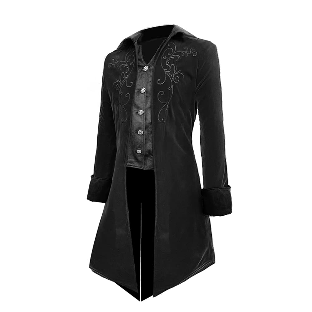 Velateox Mens Steampunk Tailcoat Jacket Gothic Medieval Victorian Frock Coat